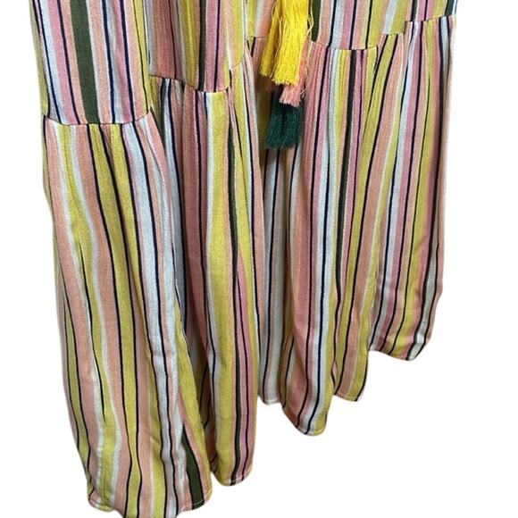 BAILY BLUE Pink Yellow Green White Stripe Sleeveless Maxi Dress Size Large NWT - Picture 7 of 10